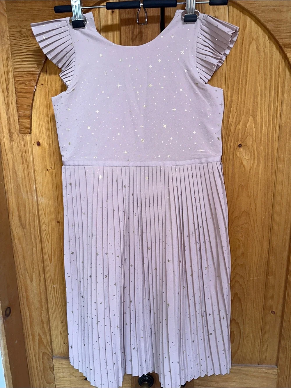 Hanna Andersson Light Pink Star-Print Pleated Party Dress